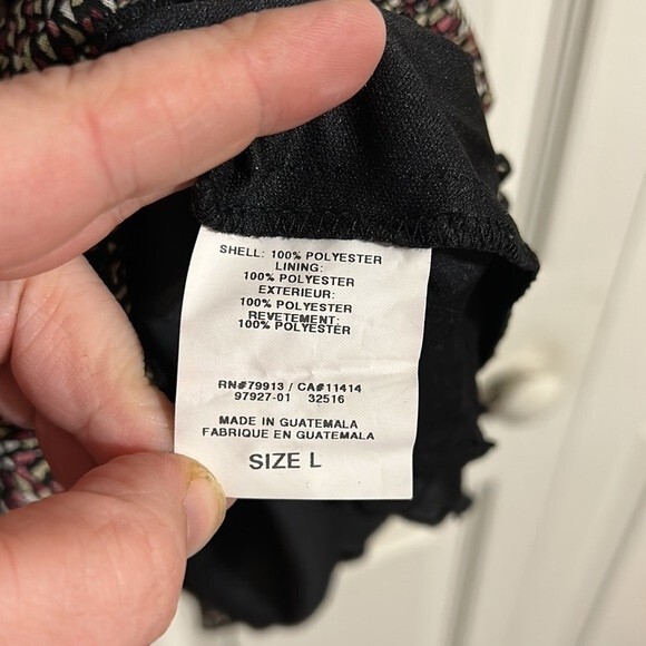 MOTHERHOOD Size Large Midi Dress Wrap Lined Black White Pink Stretch Ruched - Picture 6 of 8